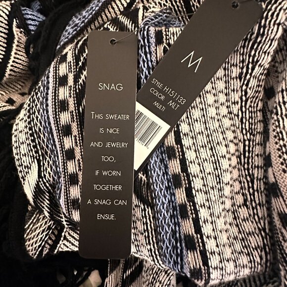 Nic + Zoe Fringe Long Sleeve Open Front Cardigan Striped Multicolor Size M NWT - Picture 8 of 10